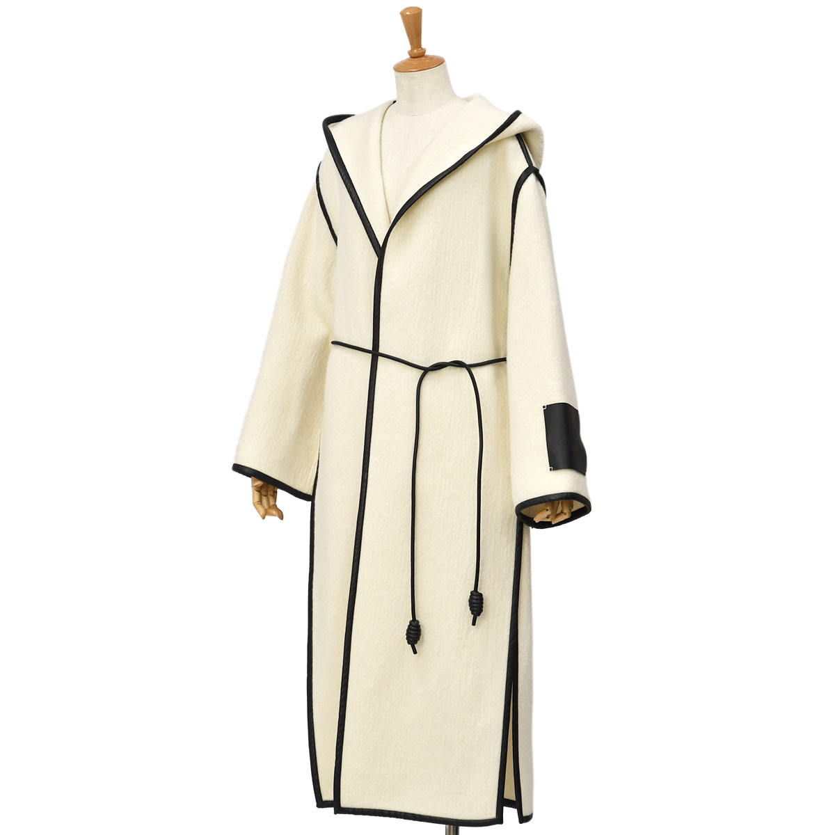 Solleciti【ソレシティ】フーデッドロングコート Dressing Coat WHITE ウール コットン ホワイト